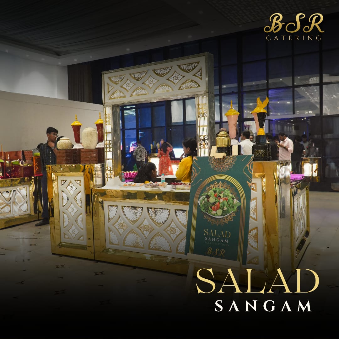 An ornate salad counter at a BSR Catering event