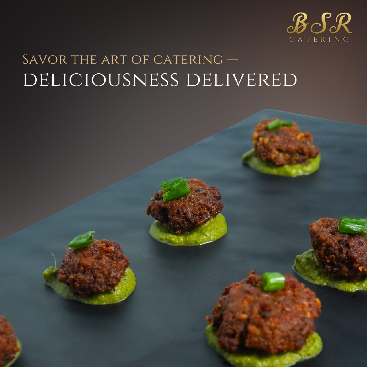Crisp canapés with fresh green garnish